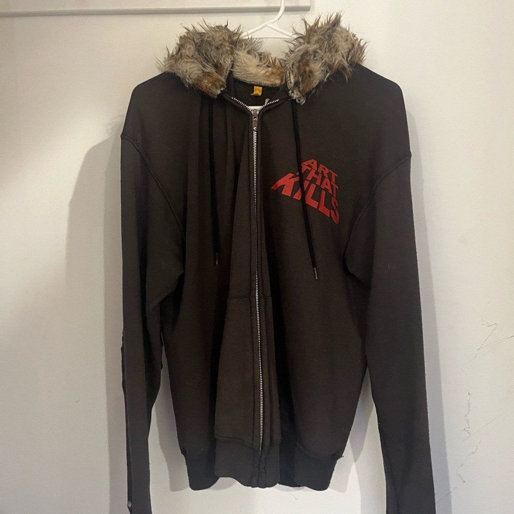 Gallery Dept. Black Hoodie with Fur Trim